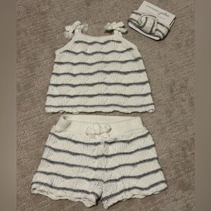 Sincerely Jules Toddler Girl Crochet Knit Stripe Tank Shorts Set 18 months